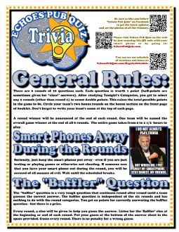 Echoes Pub Quiz General Rules